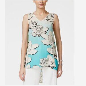 ALFANI Tank Top NWT 24W Aqua Floral
